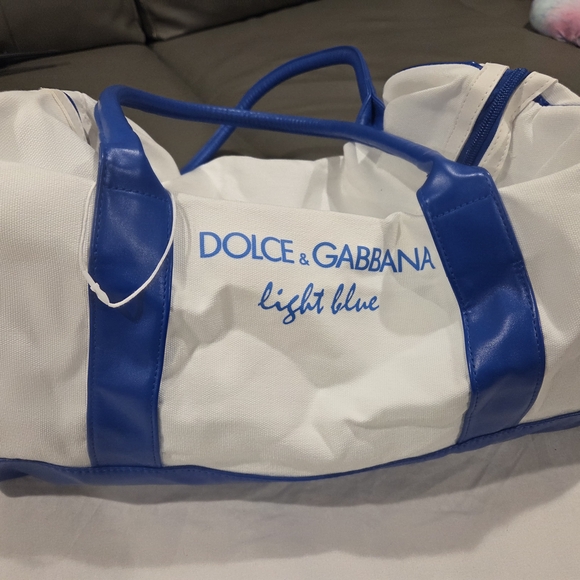 Dolce & Gabbana Handbags - Dolce & Gabbana White and Blue Travel Duffle Bag
